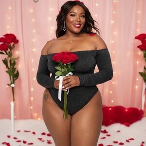 YITTY Nearly Naked Luxe Shapewear Off-The-Shoulder Bodysuit glamour top XL XXL